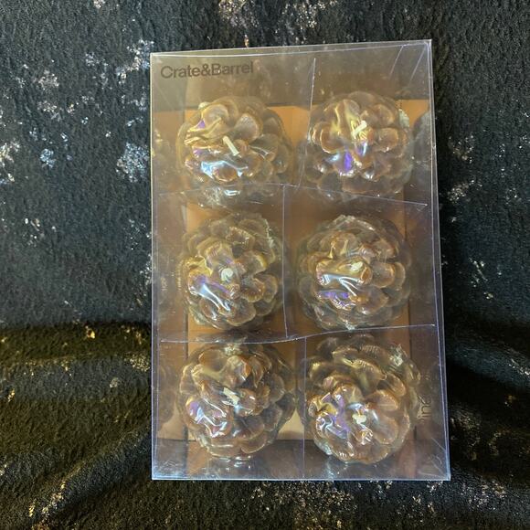 Mini Pinecone Candles Autumn Fall Home Decor unscented NIP Crate & Barrel 6 set - Picture 3 of 6